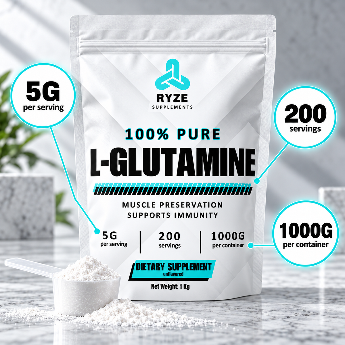 L-Glutamine Powder 1KG | RYZE