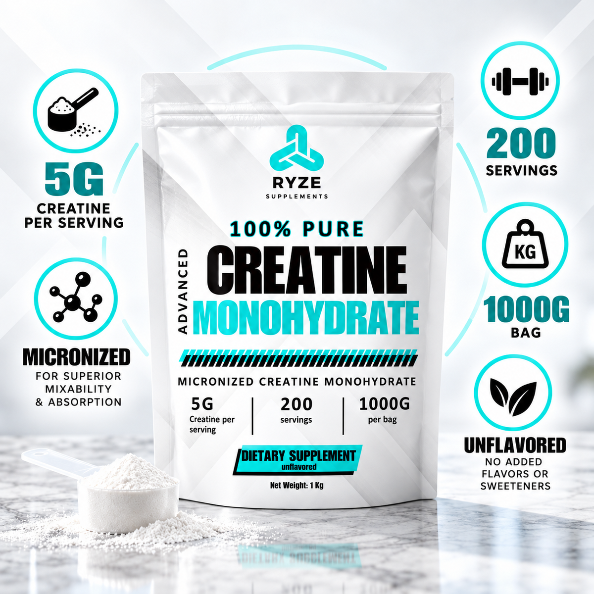Creatine Monohydrate 1KG | RYZE