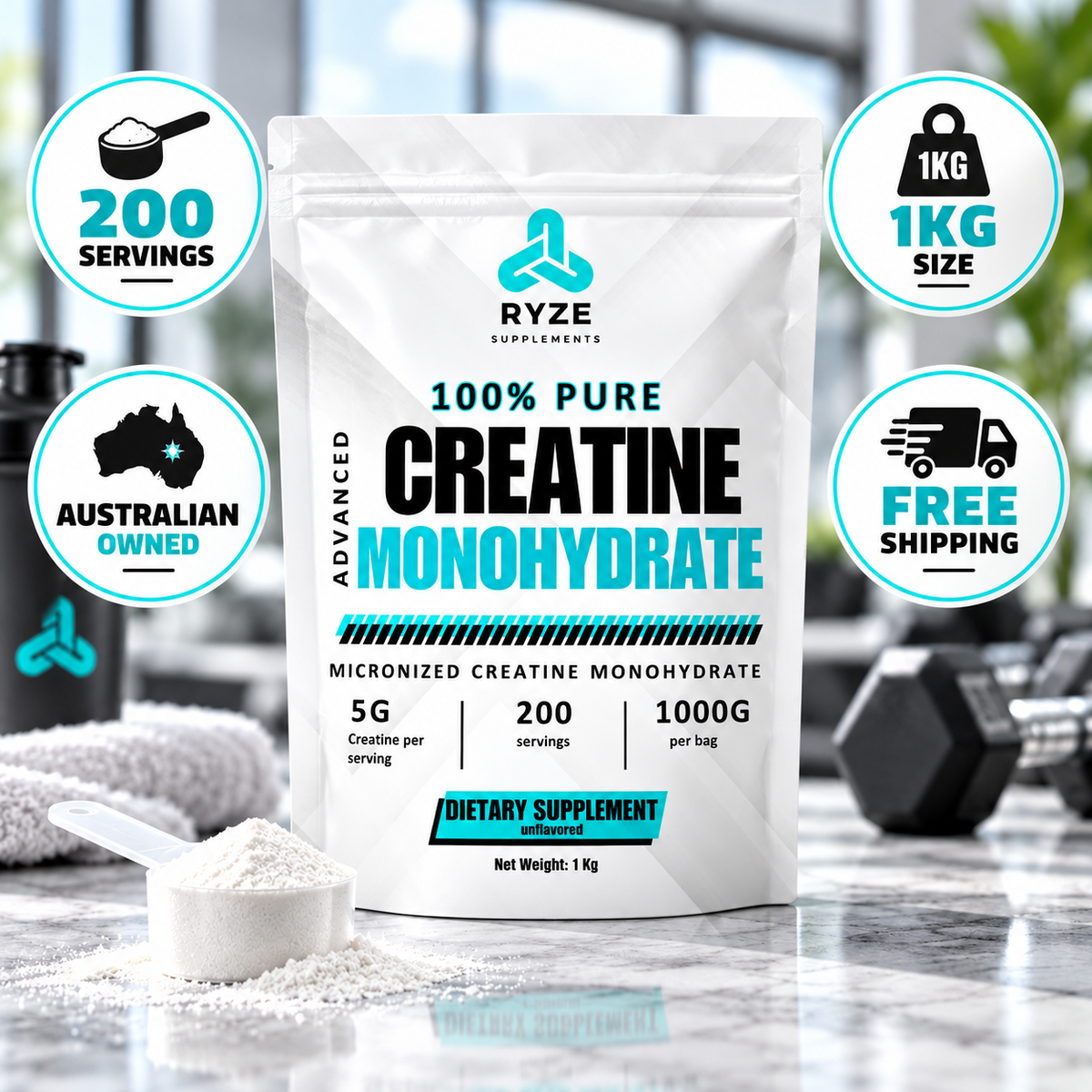 Creatine Monohydrate 1KG | RYZE