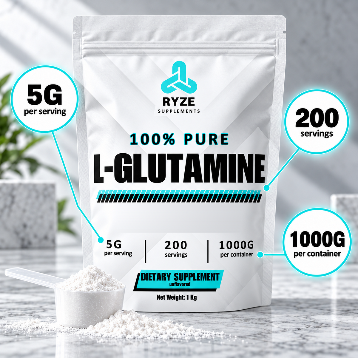 L-Glutamine Powder 1KG | RYZE
